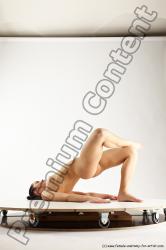 Nude Gymnastic poses Woman White Sitting poses - ALL Slim long black Multi angle poses Pinup